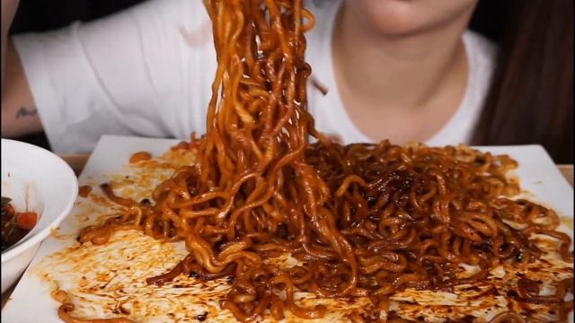 ASMR 불닭볶음면 짜파게티 불닭X게티 리얼사운드 먹방 Jjapagetti Fire Noodle Mukbang