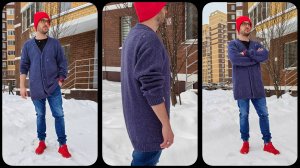 Мужской кардиган спицами!Сделайте подарок вашим дорогим мужчинам,свяжите стильный,уютный кардиган!