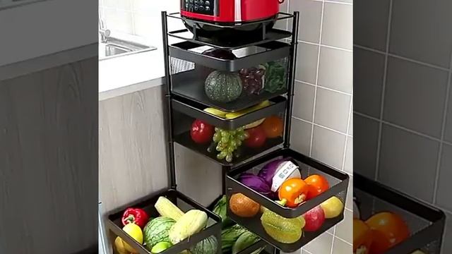 Kitchen Rotating Basket Storage Rack Fruit Vegetable Shelf 360 Degree Rotating Baskets Rack Kitchen смотреть онлайн