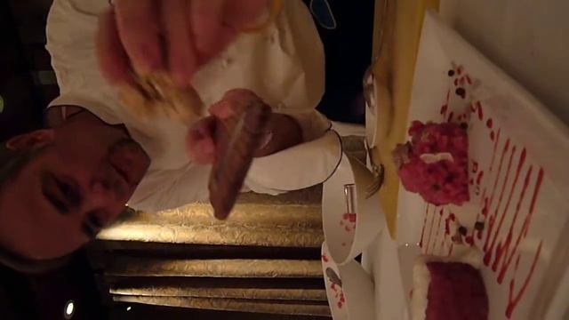 Michelin 2 Star Chef Marco Sacco preparing White Truffle Tartare Duo