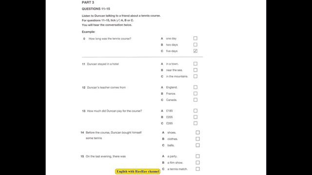 KET 6 | TEST 4 | LISTENING | CAMBRIDGE | ENGLISH WITH HAOHAO CHANNEL смотреть онлайн