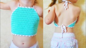 Кроп топ для девочки крючком. Вязание для детей.
