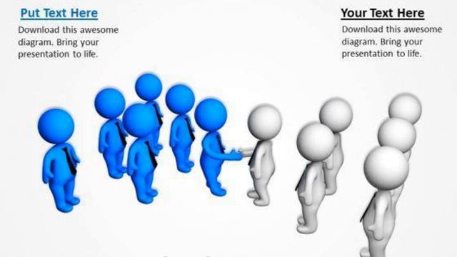 young business people 3d men handshake leadership powerpoint templates presentation infographics sl