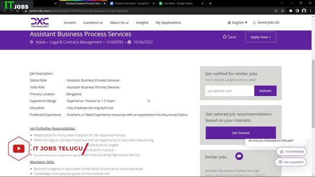 DXC Technology hiring | Assistant Business Process Services | Any Graduate | IT jobs смотреть онлайн