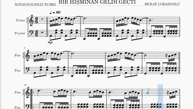 KİZİROĞLU MUSTAFA BEY- MURAT ÇOBANOĞLU- PİYANO NOTALARI смотреть онлайн