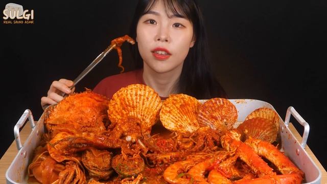 ASMR 해물찜 먹방 (가리비,오징어,낙지,킹크랩,전복,새우) MUKBANG SEAFOOD (KING CRAB,OCTOPUS,SCALLOP,ABALONE,SHRIMP) смотреть онлайн