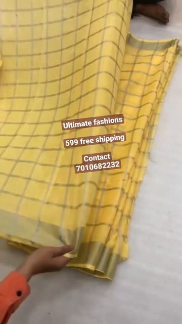 soft linen saree with silver check weaving|| net embroidery with sequence work blouse смотреть онлайн