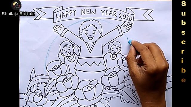 HOW TO DRAW HAPPY NEW YEAR POSTER DRAWING 2021 OIL PASTEL STEP BY STEP FOR BEGINNERS смотреть онлайн