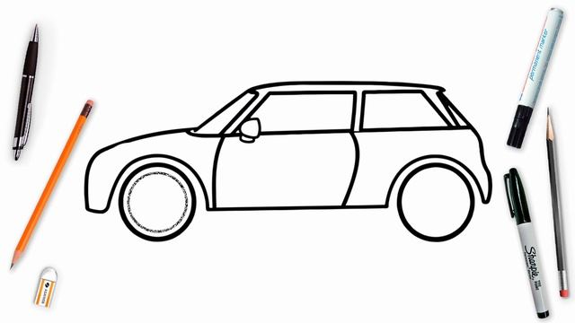 How To Draw A Mini Cooper Easy Step By Step | Car Drawing Tutorial смотреть онлайн