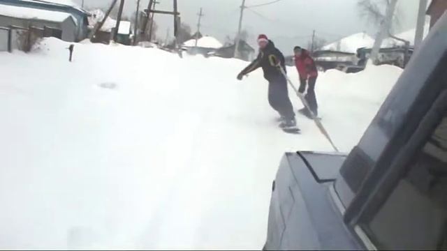 По дороге на сноубордах