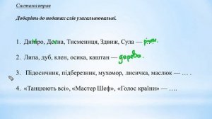 Двокрапка і тире при узагальнювальних словах у реченнях з однорідними членами (3)