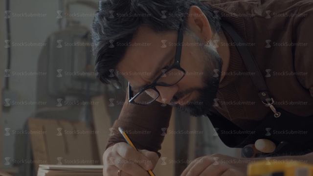 G Arage Workshop: Carpenter Draws Draft Furniture.DIY Man.