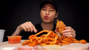 ASMR ARBY'S MEGA STACK SANDWICH & CURLY FRIES MUKBANG (No Talking) EATING SOUNDS | Zach Choi ASMR