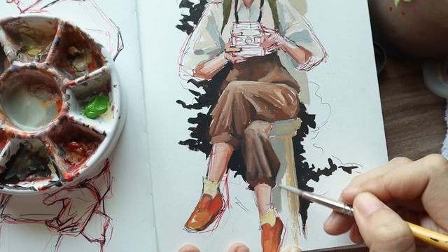 Painting over my pen sketches #11 | HOLBEIN IRODORI AUTUMN SET смотреть онлайн