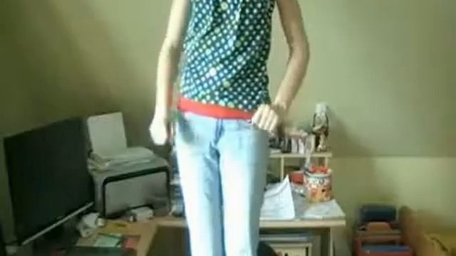 German Webcam Girl Twirls Off Chair