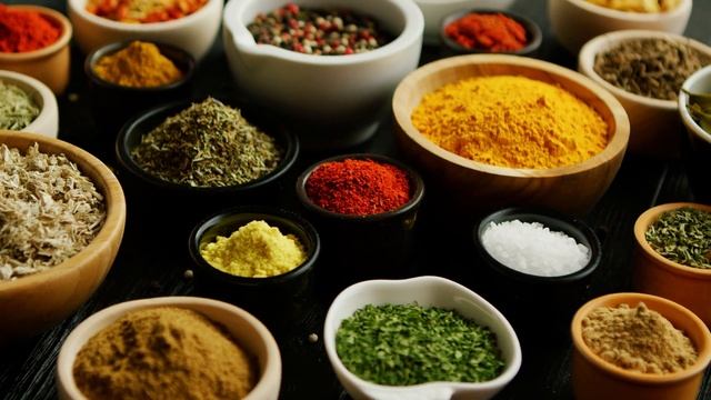 Free Stock Footage: Many bowls with different spices смотреть онлайн