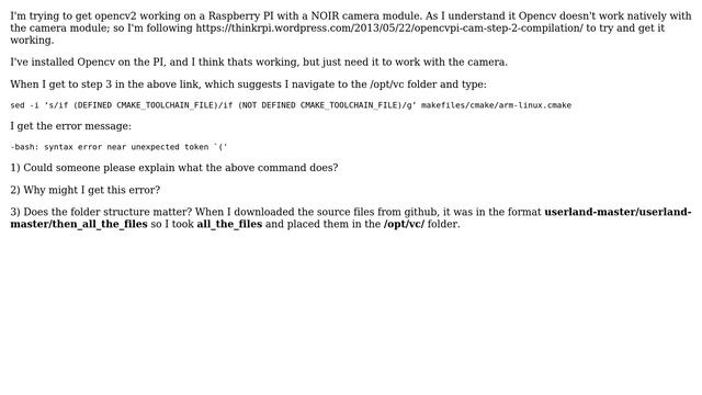 Raspberry Pi: Problems getting NOIR camera board working with OpenCV2 смотреть онлайн