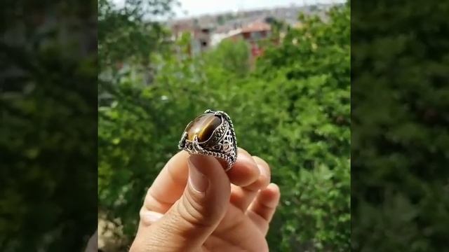 Перстень с кошачьим глазом ручной работы Серебро 925 пробы с природным камнем смотреть онлайн