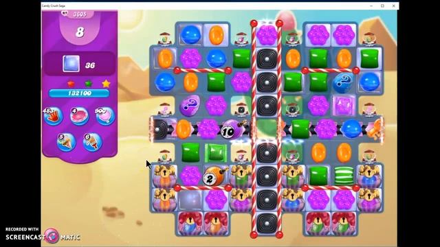 CANDY CRUSH SAGA LEVEL 3605 22 MOVES 3 STARS NO BOOSTERS смотреть онлайн