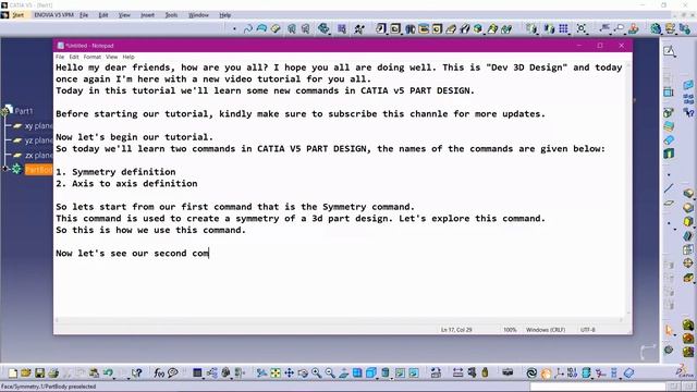 #14 | How to use Symmetry and Axis to axis command in CATIA v5 | Catia V5 Tutorials for beginners смотреть онлайн
