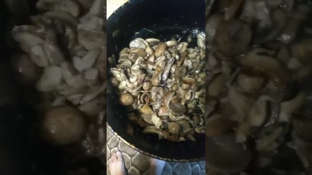 Мясо с сыром и грибами