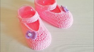 Пинетки туфельки для девочки крючком. Подошва 10 см.
