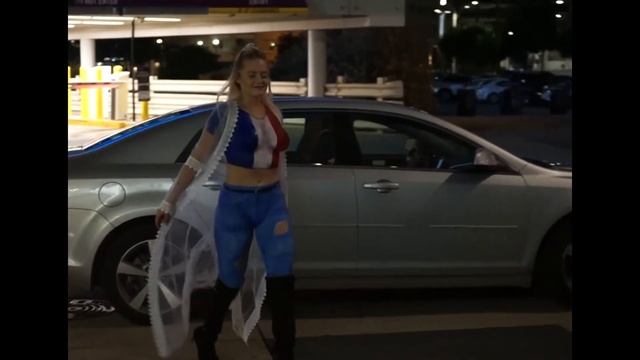 Model gets fully body painted to go out for France World Cup in Dallas Texas смотреть онлайн