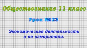 Обществознание 11 класс (Урок№23 - Экономическая деятельность и ее измерители.)