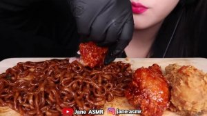 ASMR TRUFFLE BLACK BEAN NOODLES, FRIED CHICKEN 트러플 짜파게티, 양념치킨 먹방 JANE ASMR 제인