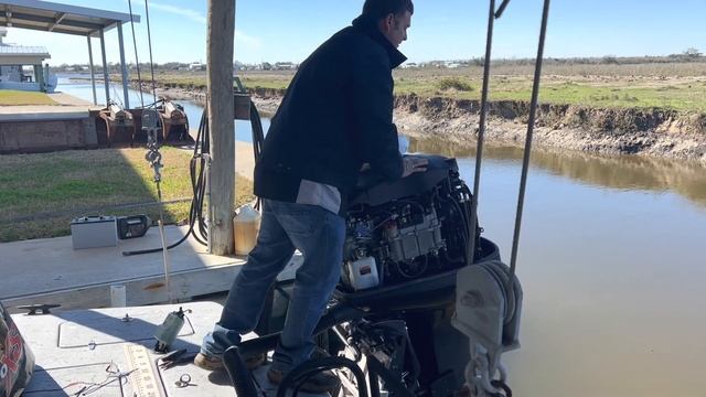 Mercury Optimax Oil Tank Ahead Of Winter Storm.