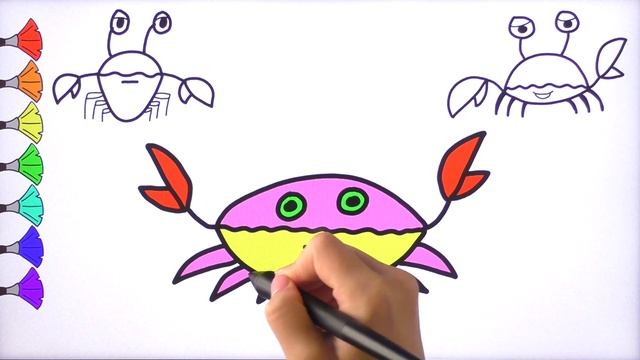 Learn How to Draw and Coloring Crabs Video for Kids, Toddlers смотреть онлайн