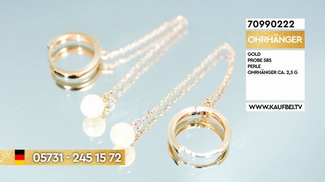 Kaufbei Schmuck | Серьги-кольца из красного золота 585 пробы с жемчугом на цепочке смотреть онлайн