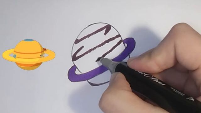 drawing a picture of a saturn | рисуем сатурн планету | menggambar saturnus untuk anak-anak смотреть онлайн
