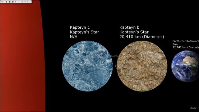 Kapteyn Planetary System Size Comparison | Algodoo
