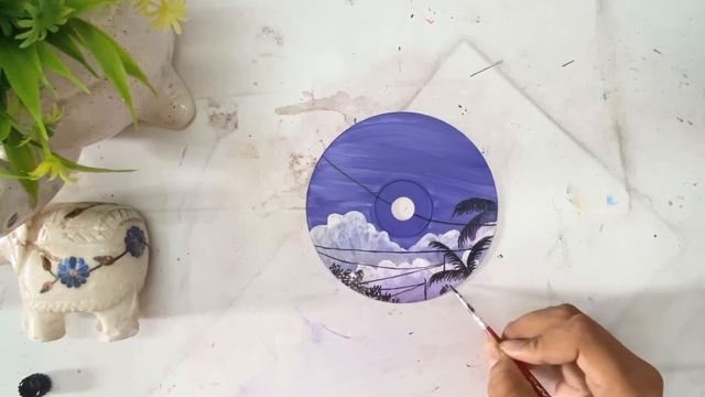 How to paint on CD/ CD coaster tutorial/wall decor ideas with old CDs/acrylic painting/DIY old cds смотреть онлайн