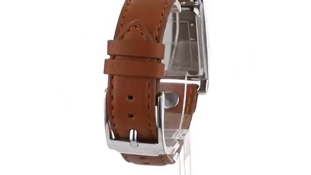 Womens Leather Rectangle Charm Watch смотреть онлайн