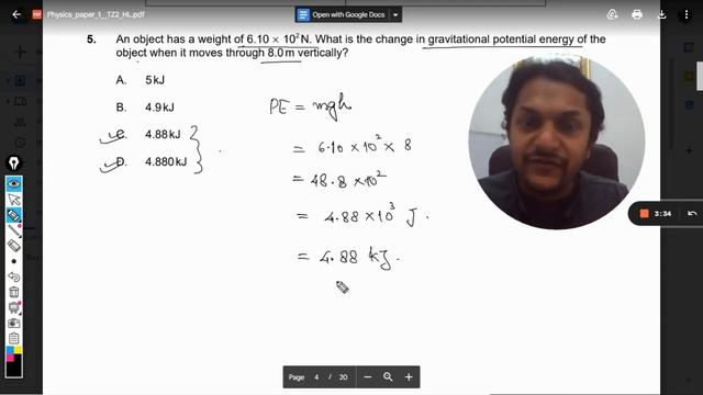An object has a weight of 6.10 × 102N. What is the change in gravitational potential energy of the смотреть онлайн