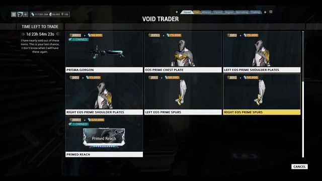 Warframe - Void Trader 13th Feb 2016