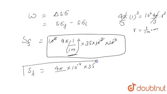 A mercury drop of radius 1 cm is broken into `10^6` droplets of equal size. The work done is `(T=35 смотреть онлайн