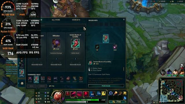 RX 580 8GB + Ryzen 5 5500 : League of Legends (Tested in 2024) смотреть онлайн