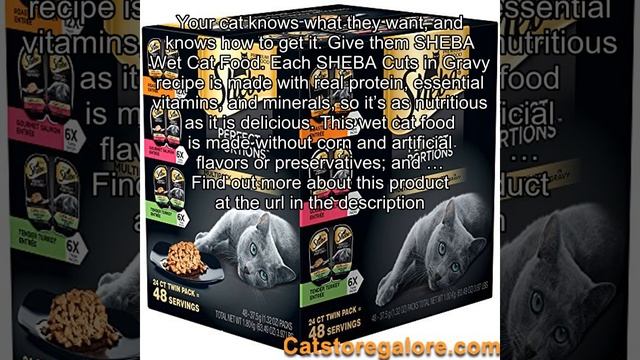 SHEBA PERFECT PORTIONS Wet Cat Food Cuts in Gravy Roasted Chicken, Gourmet Salmon, Tender Turkey En смотреть онлайн