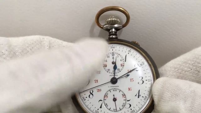 Antique J. Auricoste chronograph pocket watch смотреть онлайн