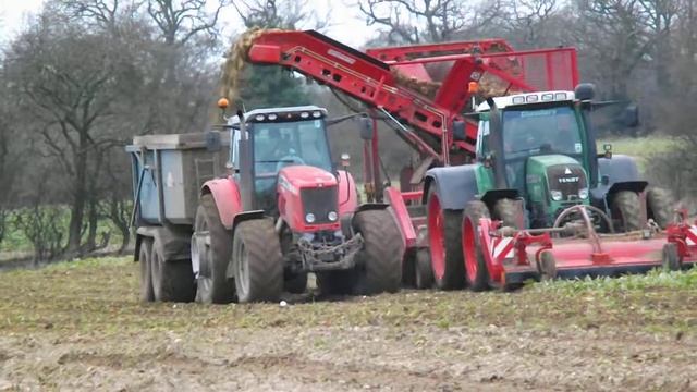 Fendt 820 Vario and Grimme Rooster 604 working in Tittleshall Norfolk. смотреть онлайн