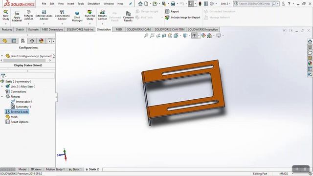 Shell Element Static Simulation (SolidWorks 2019) смотреть онлайн