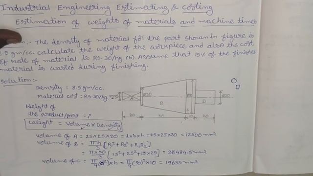 Weight Calculation | Cost Estimation | Industrial Engineering | Estimating and Costing | IEEC | IME смотреть онлайн