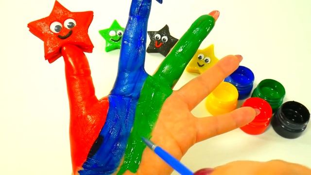 Учим цвета со звездочками Развивающая песня про пальчики Звездочки на пальчиках Пальчиковые краски смотреть онлайн