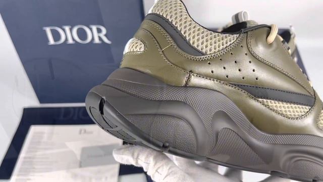 Dior B22 Sneaker Khaki Black Calfskin Men's Shoes Low Top High Quality 23SS Unboxing смотреть онлайн