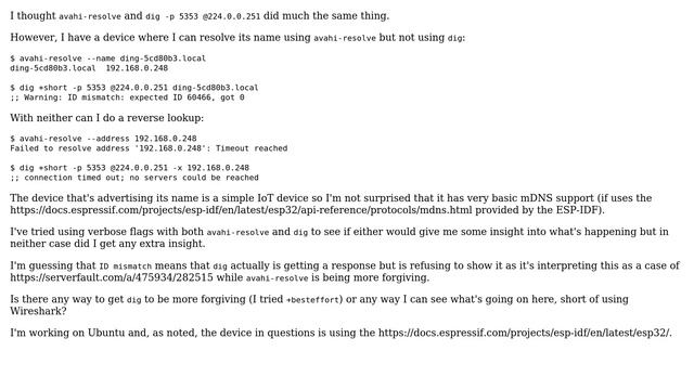 avahi-resolve resolves hostname that dig -p 5353 @224.0.0.251 does not? смотреть онлайн