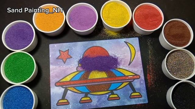 SAND PAINTING | How to color pictures | sand art | coloring ufo satisfying смотреть онлайн