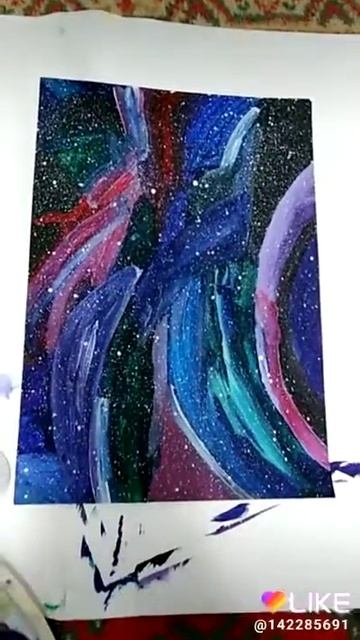 Абстрактные картины гуашью. Космос. смотреть онлайн